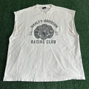 Harley-Davidson Men's White 3XL Sleeveless Cotton Racing Club Graphic Tee Naples